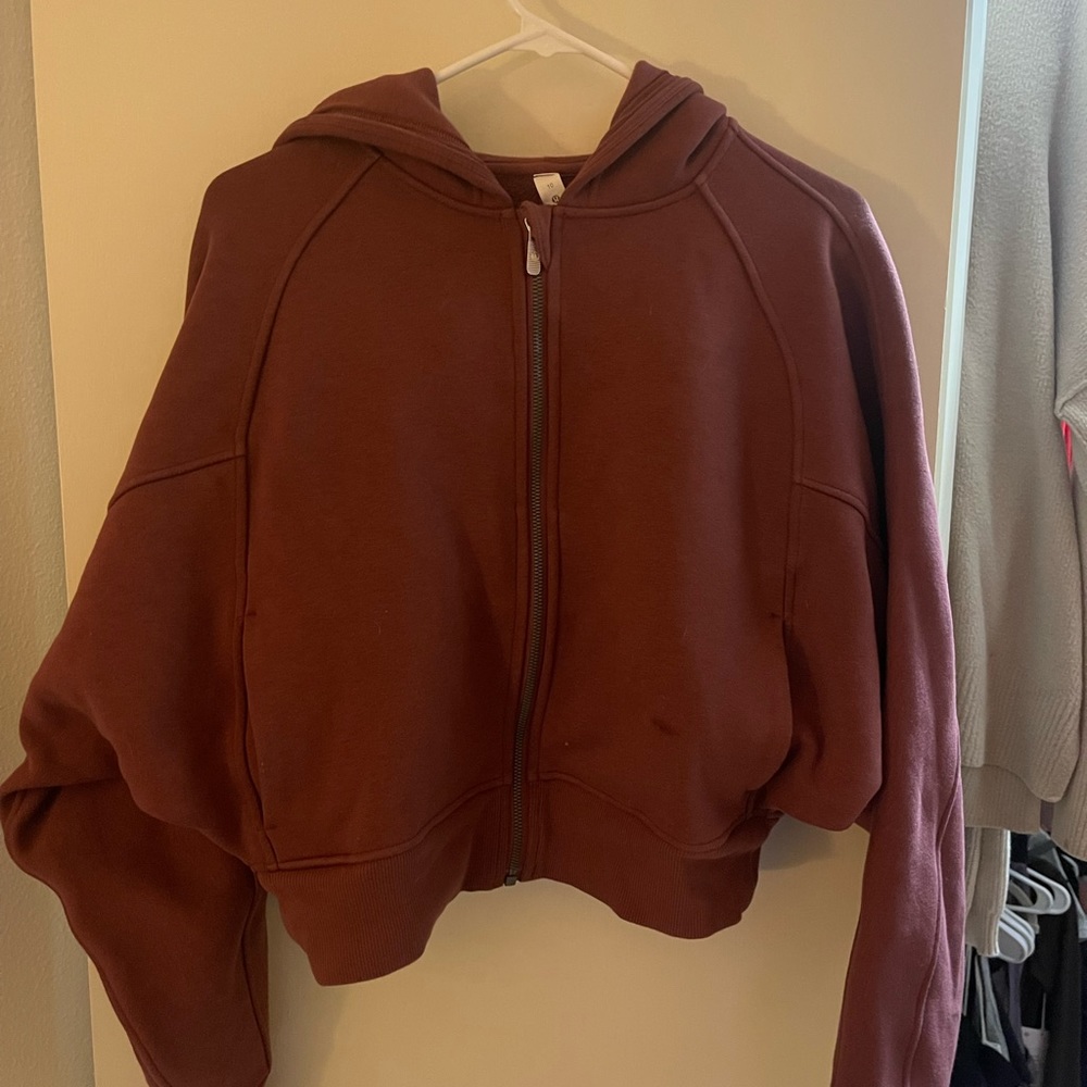 Lulu cropped zip up scuba hoodie